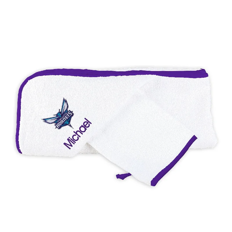 Design Perception Personalized Charlotte Hornets Hooded Towel & Wash Mitt Set