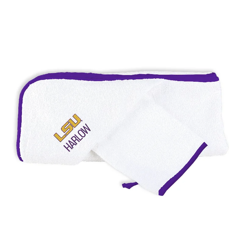 Personalized LSU Tigers Hooded Towel & Wash Mitt Set