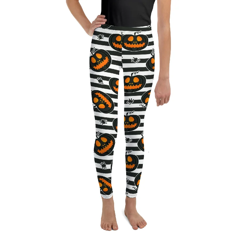 Striped Jack O'lanterns Youth Leggings