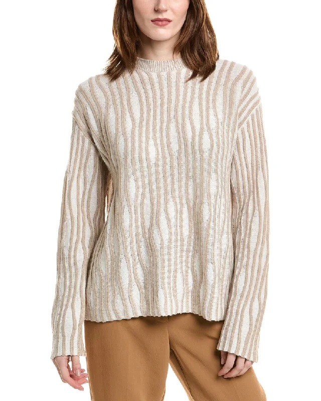 Lafayette 148 New York Textured Stitch Cashmere & Silk-Blend Sweater