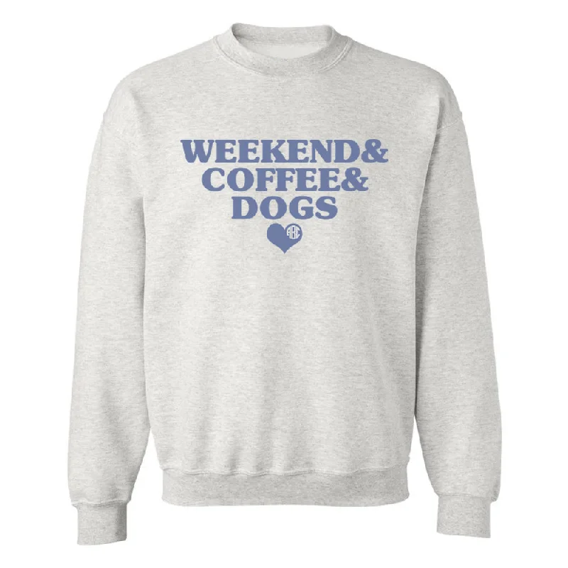 Basic Comfort Monogrammed 'Weekend & Coffee & Dogs' Crewneck Sweatshirt