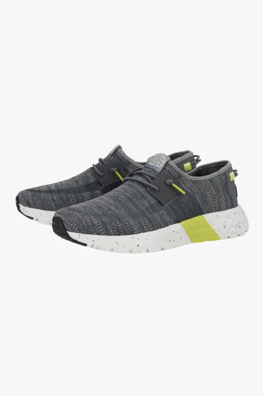 HEYDUDE Men's Sirocco Sport Mode Shoes in Heather Grey Charcoal | 40714-0CM