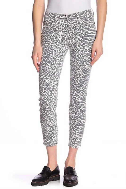 Animal Print Crop Skinny Jeans In Multicolor