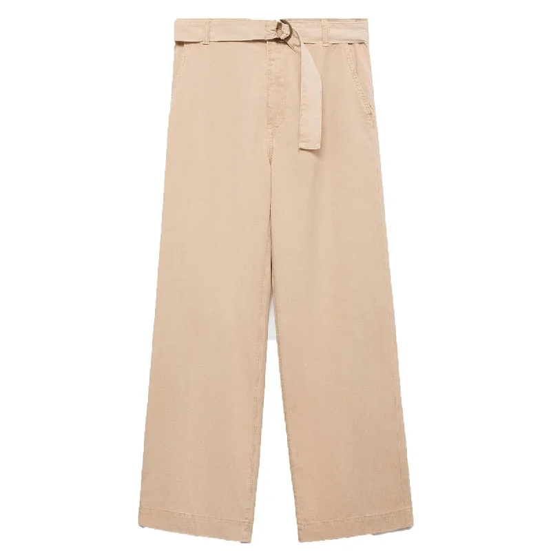 Womens Wide Leg Mid Waist Trouser Pants