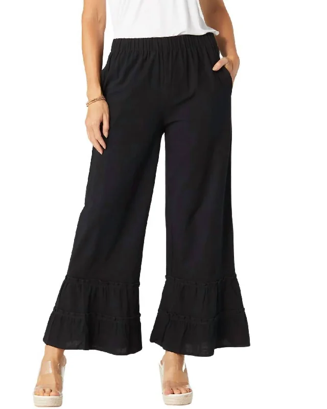 Audrey Tiered Ruffle Pants In Black