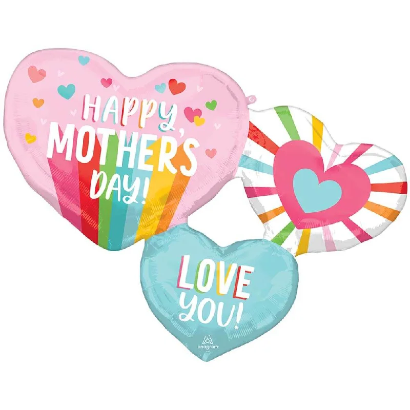 33 inch HAPPY MOTHER'S DAY STRIPES & HEARTS