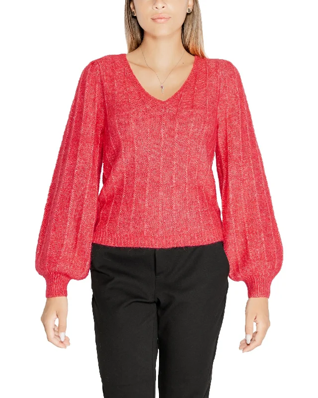 Guess  Rib Knit V-Neck Sweater for Women - Red