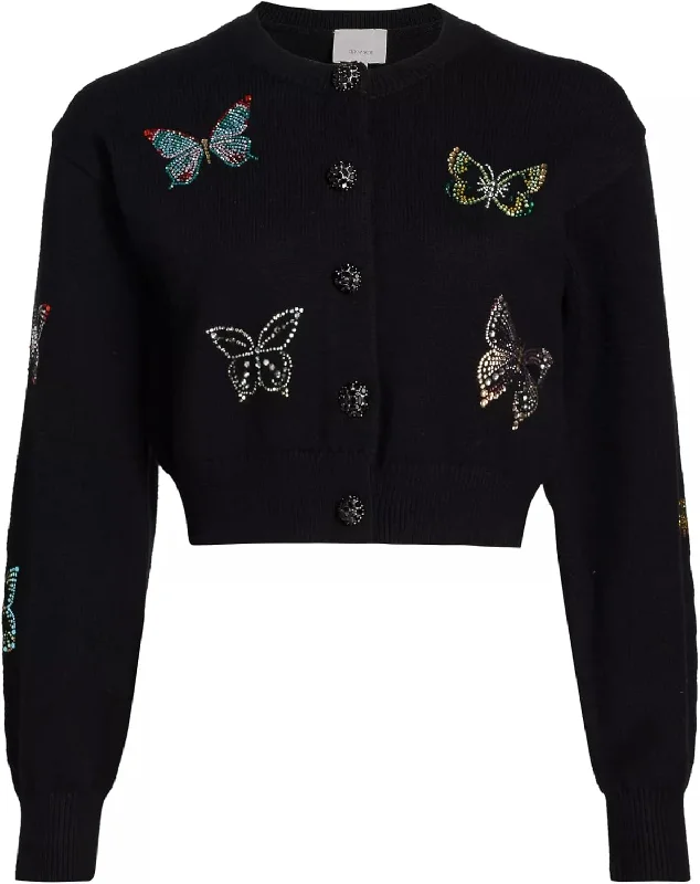 Cinq a Sept Women's Lisette Butterfly Cardigan, Black Multi