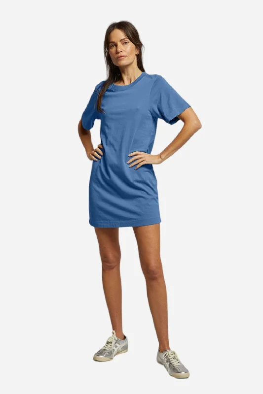 Perfect White Tee Tiegan Supima Short Sleeve Dress in Carolina Blue