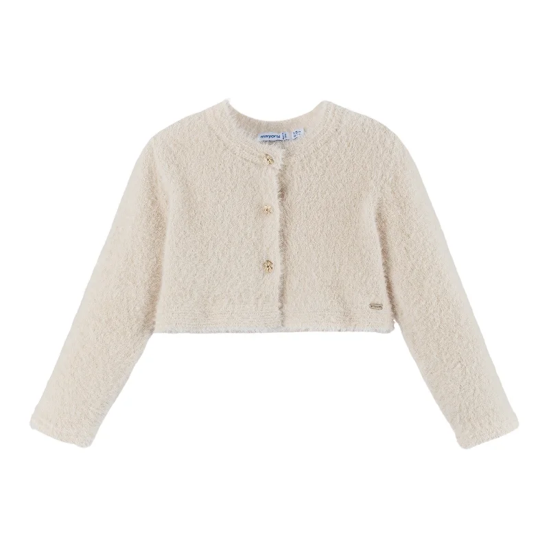 Beige Knit Crop Cardigan