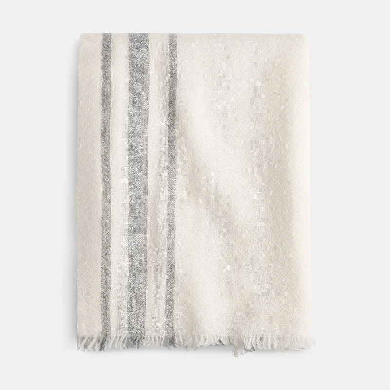 Sarti Cashmere Striped Scarf - Ivory/Flannel