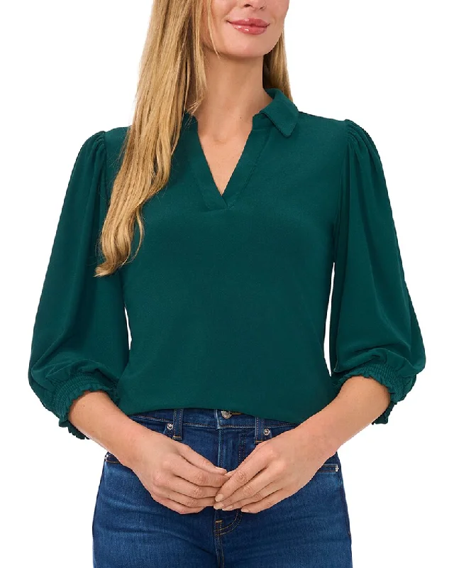 Cece Split Neck 3/4 Sleeve Knit Top