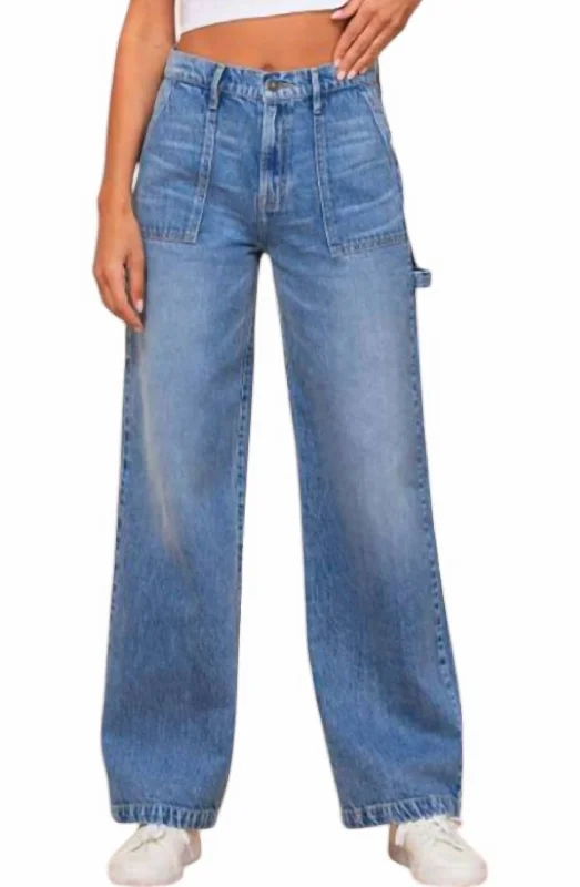 Carpenter High Rise Wide Leg Dad Jeans In Denim Blue