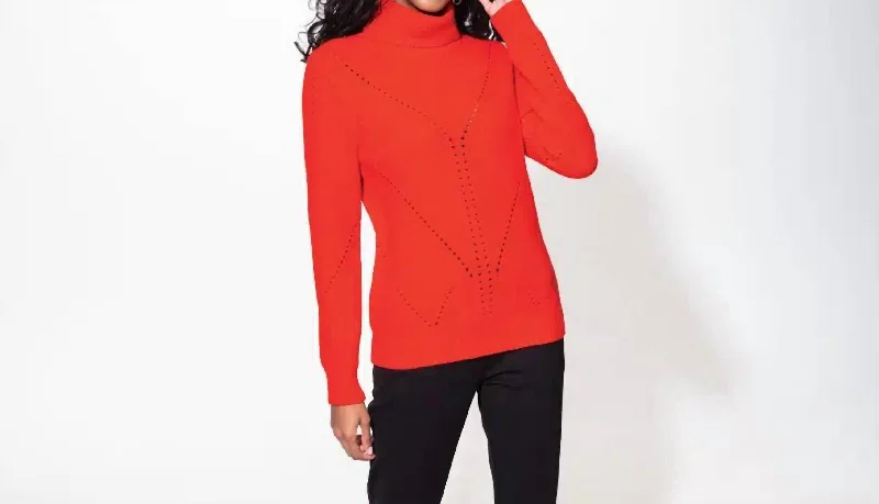 Cowl Neck Sweater In Red