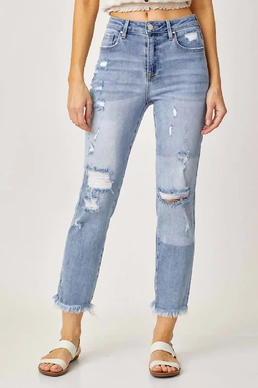 High Waist Straight Jeans In Light Wash