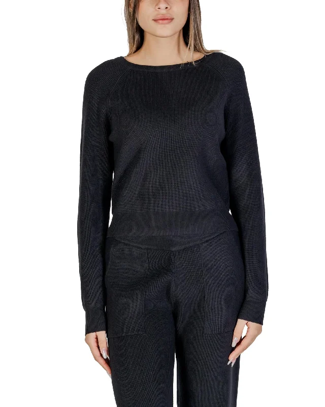 Clere Cler Women's Long Sleeve Knitwear Sweater - Black