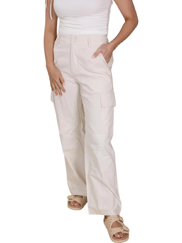 Sadie Linen Cargo Pants In White