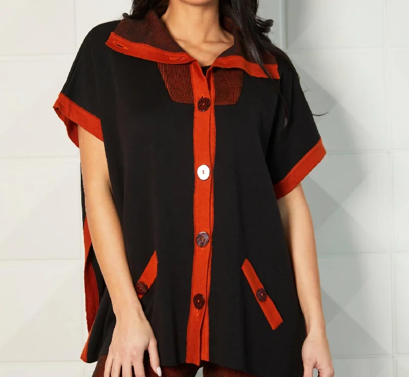 Button Up Poncho In Rust