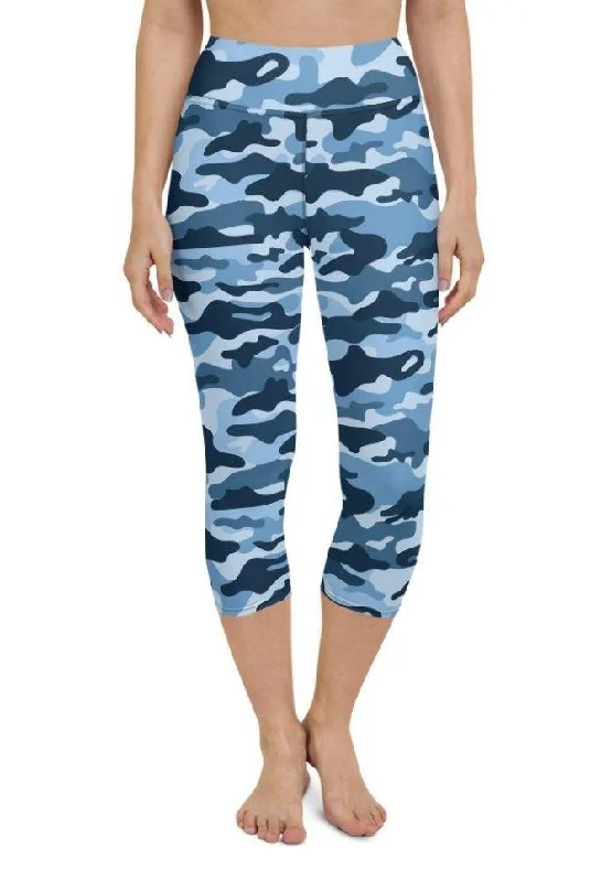 Blue Camo Yoga Capris