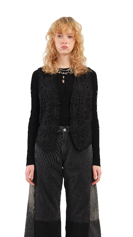 Street Cool Indigo Cord Embroidery Vest