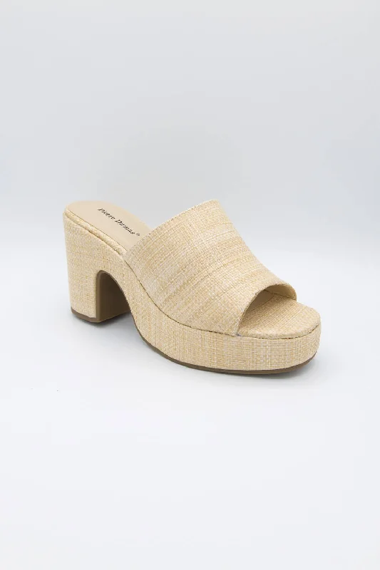 Pierre Dumas Tayla Woven Heels for Women in Natural | 27588-571 NATURAL