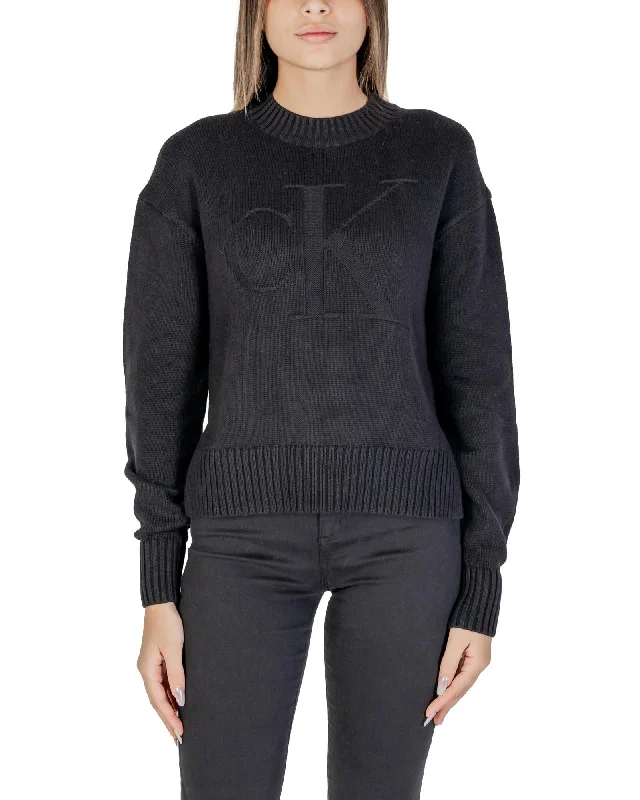 Calvin Klein Jeans  Women's Embroidered Logo Sweater  Black