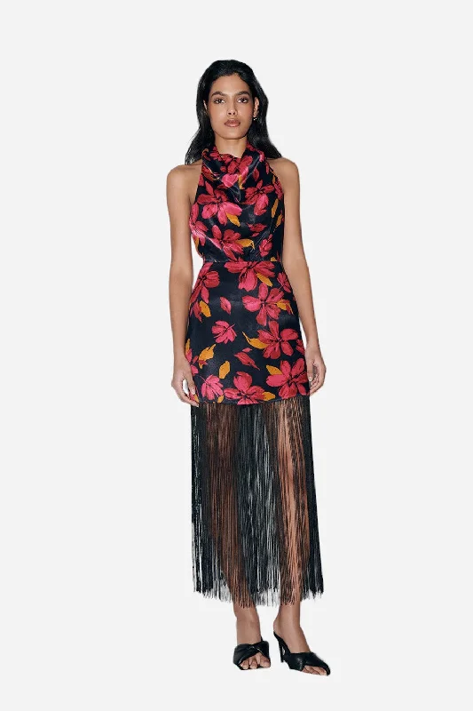 Saylor Addilynne Midi Dress in Floral Fringe