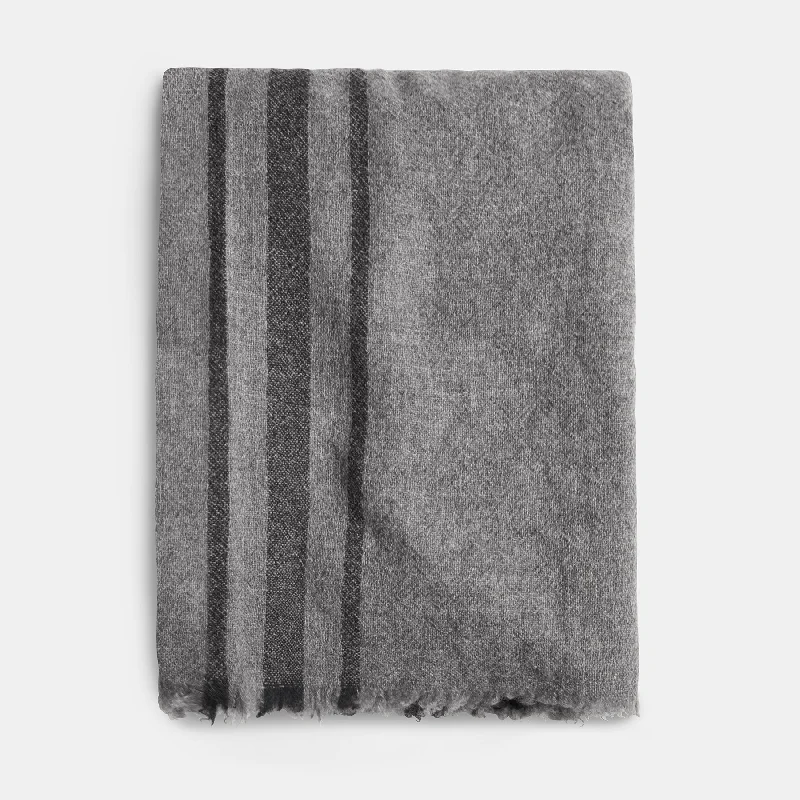 Sarti Cashmere Striped Scarf - Flannel/Black