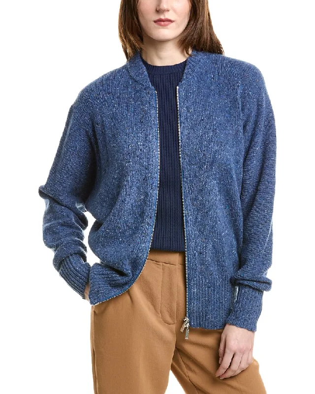 Lafayette 148 New York Zip Front Cashmere & Wool-Blend Cardigan