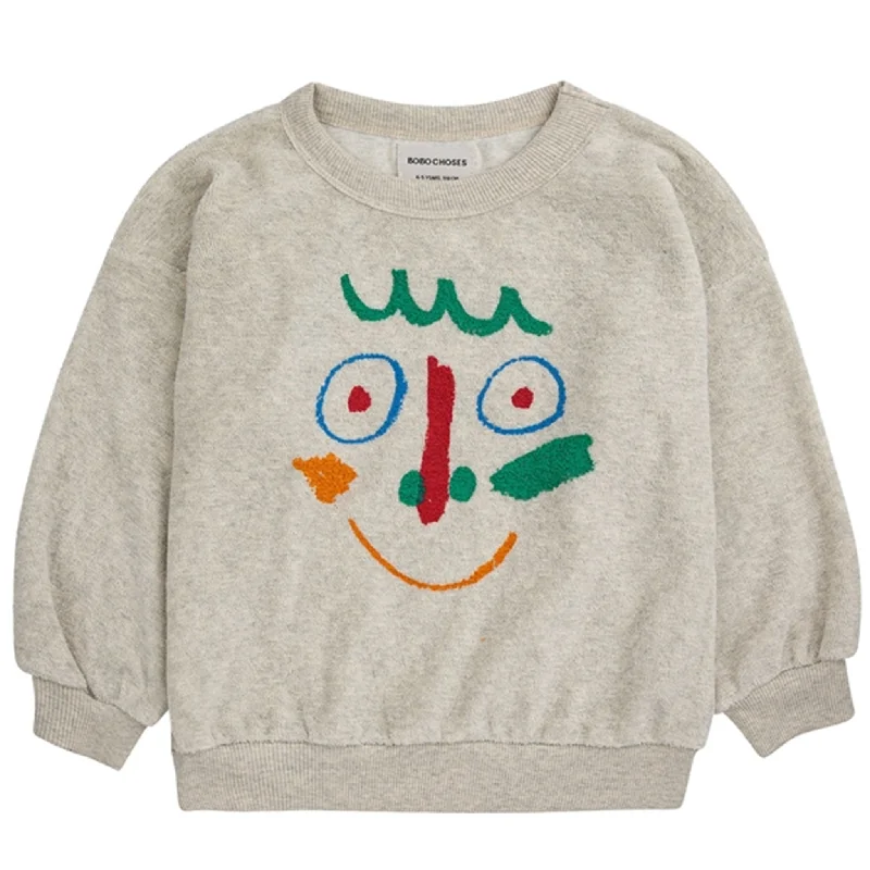 Layered Comfort Bobo Choses Crazy Mask Sweatshirt Round Neck Light Heather Grey