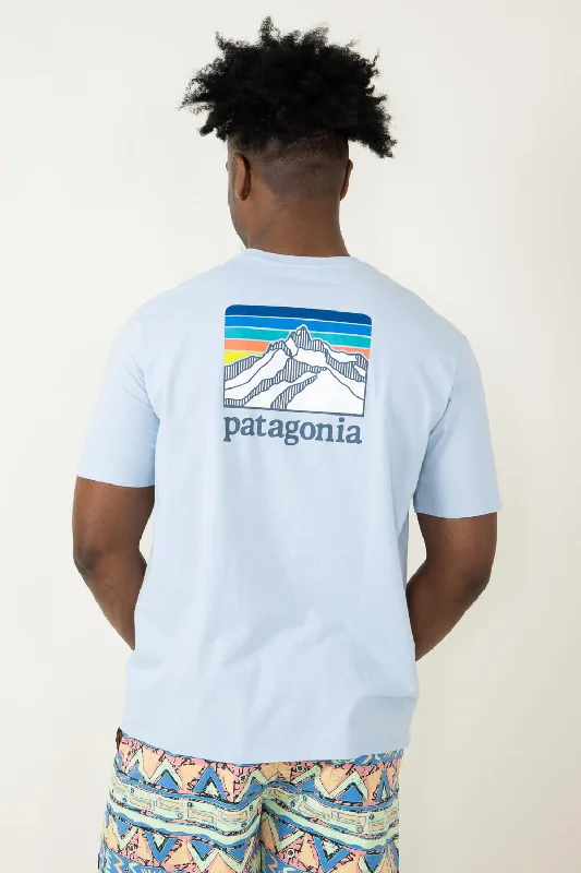 Patagonia Men’s Line Logo Ridge Pocket T-Shirt in Blue | 38511-CHLE