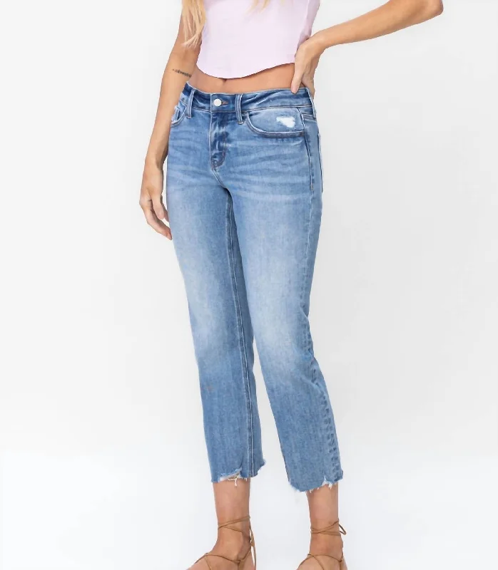 Daphne Mid Rise Cropped Jean In Lt Wash