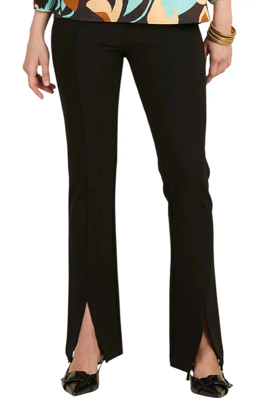 Margie Stretch Slit Front Pants In Black