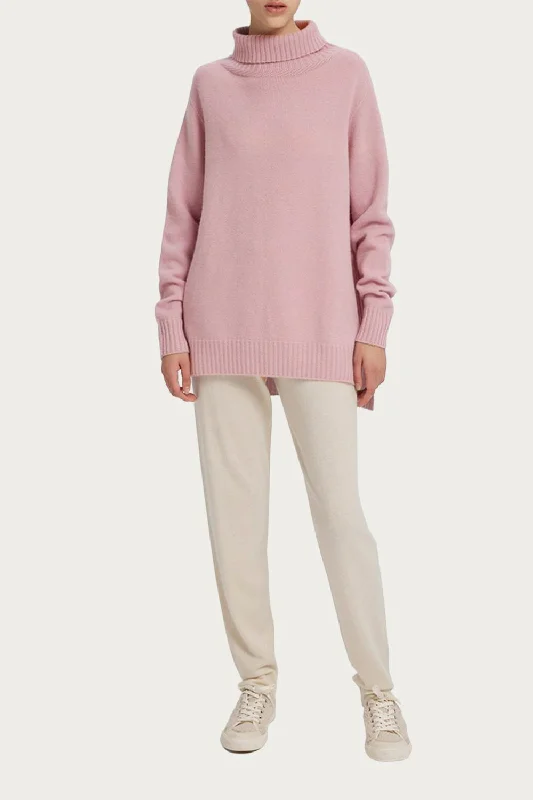 Funnel-Neck Cashmere Sweater In Ash Rose