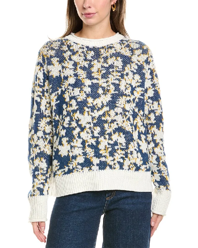 Lafayette 148 New York Jacquard Crewneck Cashmere Sweater