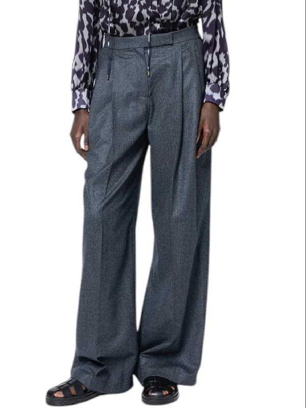 Flannel Stripe Pants In Grey