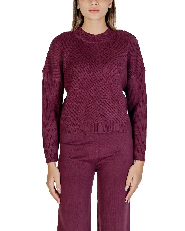 Clere Cler Womens Burgundy Knit Sweater