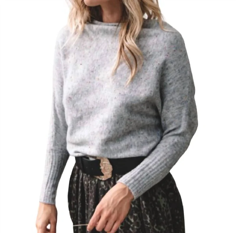 Slouchy Boatneck Sweater In Grey