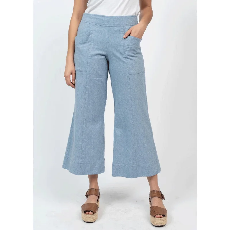 Linen Solid Pant In Cadet