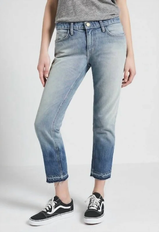 Released Hem Cotton Denim Crop Jeans In Blue