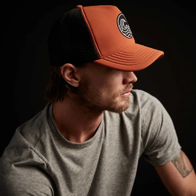 Wave Patch Scuba Trucker Hat - Burnt Orange