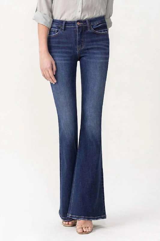 Katie Mid Rise Flare Jeans In Dark Wash