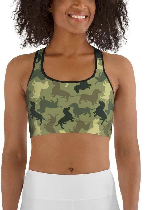 Dachshund Camo Sports Bra