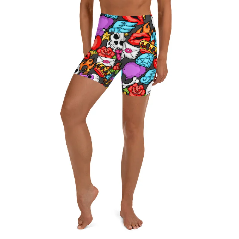 Skulls Yoga Shorts