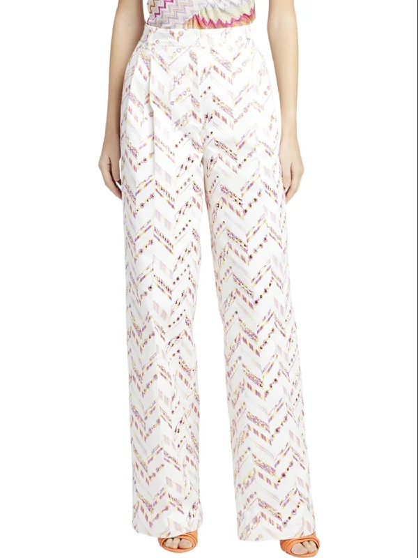 Eyelet Embroidery Pants In Multicolor