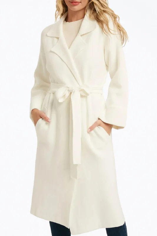 Belted Knit Cardigan In Cream