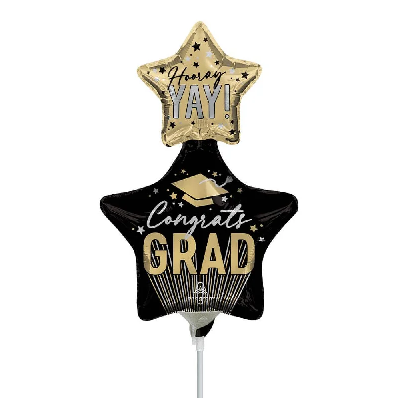 12 inch CONGRATS GRAD STRIPES & STARS MINI SHAPE (AIR-FILL ONLY)