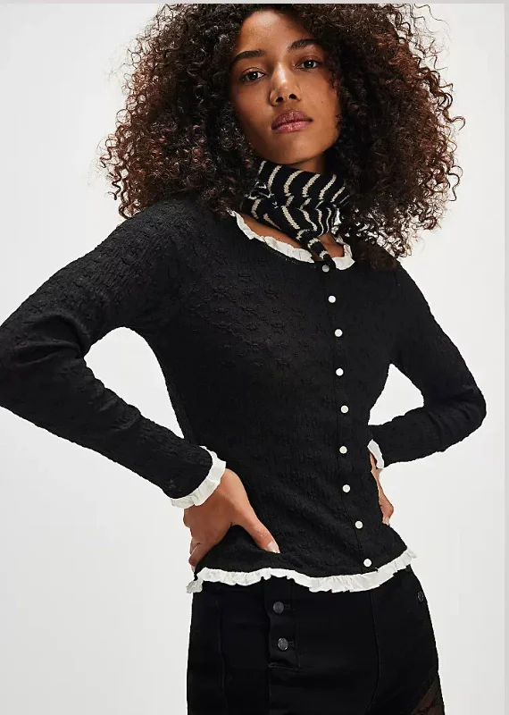 Free People Women's Blackbird Cardi, Black Combo