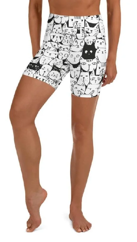 Kitty Pattern Yoga Shorts