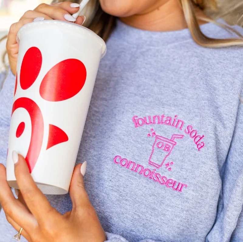 Cozy Lounge Wear Monogrammed 'Fountain Soda Connoisseur' Crewneck Sweatshirt